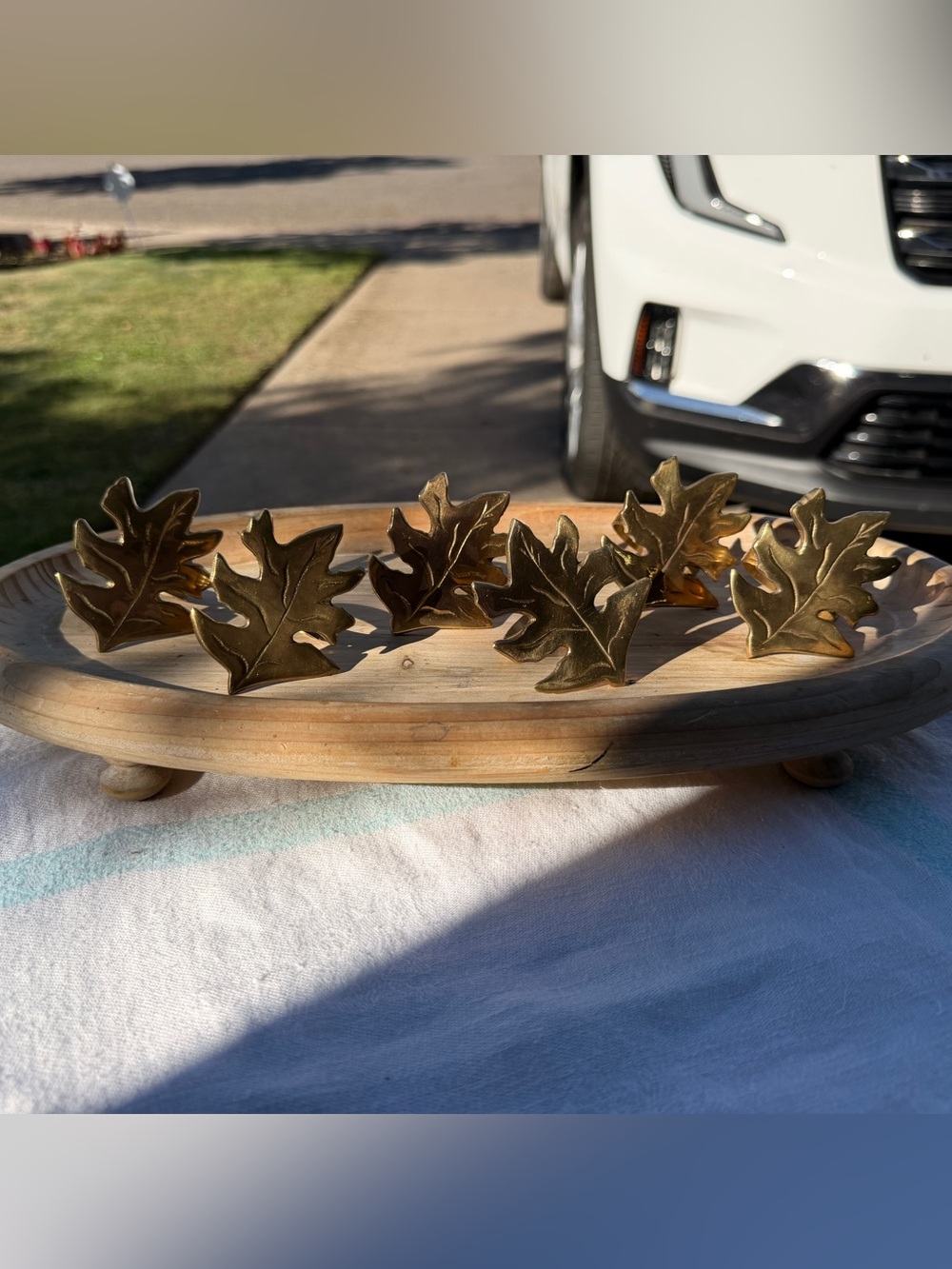 Brass Oak Leaf Napkin Rings - Set of 6